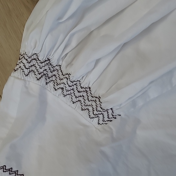 Madewell Embroidered Poplin Balloon Sleeve Top Blouse Cotton White Medium - Picture 3 of 9